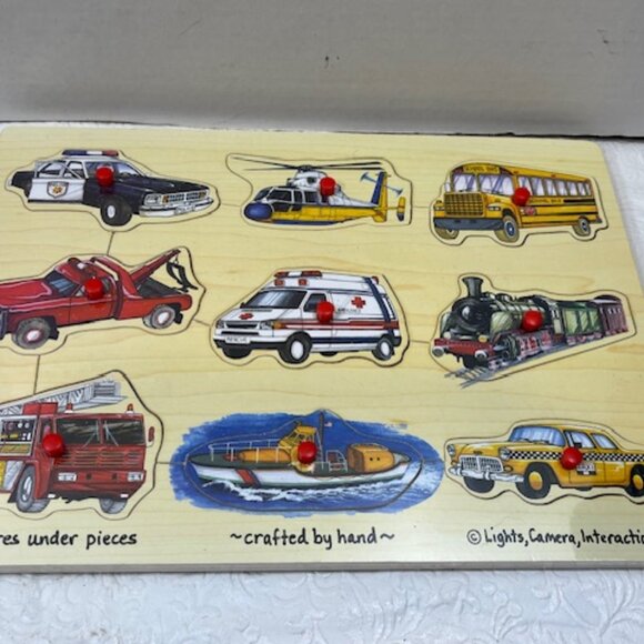 Easy Grip Peg Transportation Wooden Learning Puzzle Ages 2+ Toy NEW - Picture 5 of 10